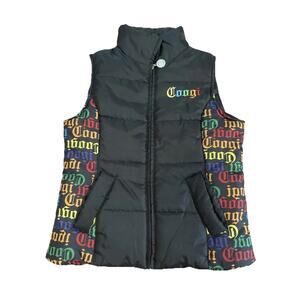COOGI Puffer Vest Womens Medium Logomania Streetwear Hip Hop Colorful 90s Urban